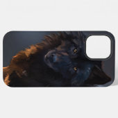 Zwarte wolf iPhone hoesje (Achterkant horizontaal)