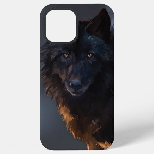 Zwarte wolf iPhone hoesje (Achterkant)