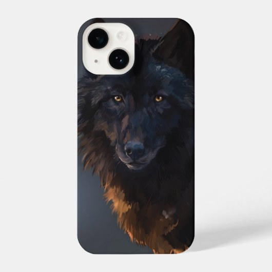 Zwarte wolf iPhone hoesje (Achterkant)