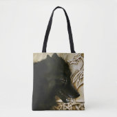 Zwarte Wolf Keltische Draken Knoopwerk Fantasie Tote Bag (Voorkant)
