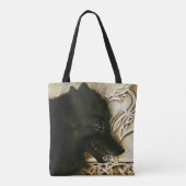 Zwarte Wolf Keltische Draken Knoopwerk Fantasie Tote Bag (Achterkant)