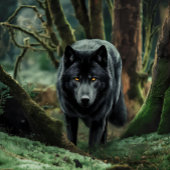Zwarte wolf komt uit bos legpuzzel