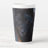 Zwarte wolf latte mok (Voorkant)