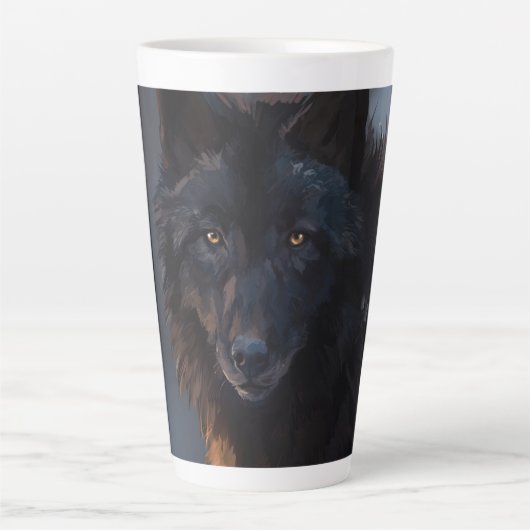 Zwarte wolf latte mok (Voorkant)