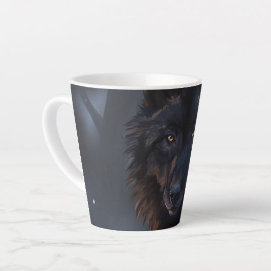Zwarte wolf latte mok (Linkerhoek)