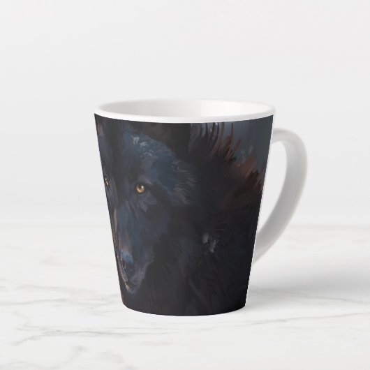 Zwarte wolf latte mok (Rechterhoek)