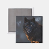zwarte wolf magneet (Voorkant / Achterkant)