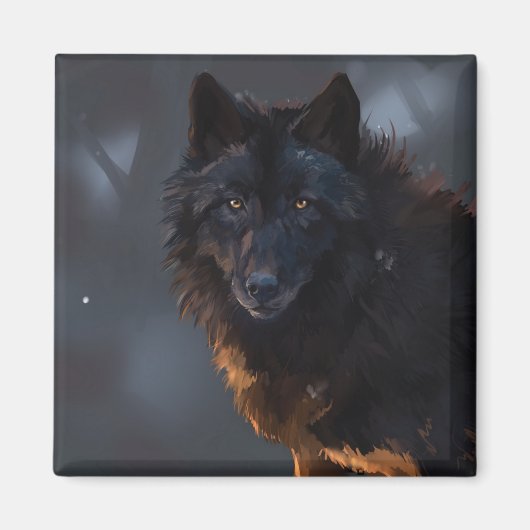 zwarte wolf magneet (Voorkant)