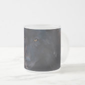 Zwarte wolf matglas koffiemok (Voorkant rechts)
