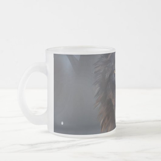 Zwarte wolf matglas koffiemok (Links)
