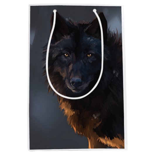 Zwarte wolf medium cadeauzakje (Voorkant)