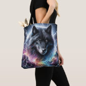 Zwarte wolf met bliksem tote bag (Dichtbij)