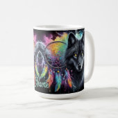 Zwarte Wolf met Droomvanger Koffiemok (Voorkant rechts)