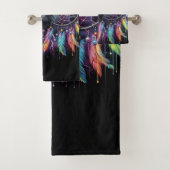 Zwarte wolf met een dromenvanger bad handdoek (Insitu)