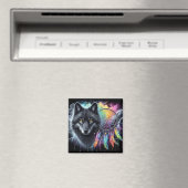Zwarte wolf met een dromenvanger magneet (Insitu (Vaatwasser))