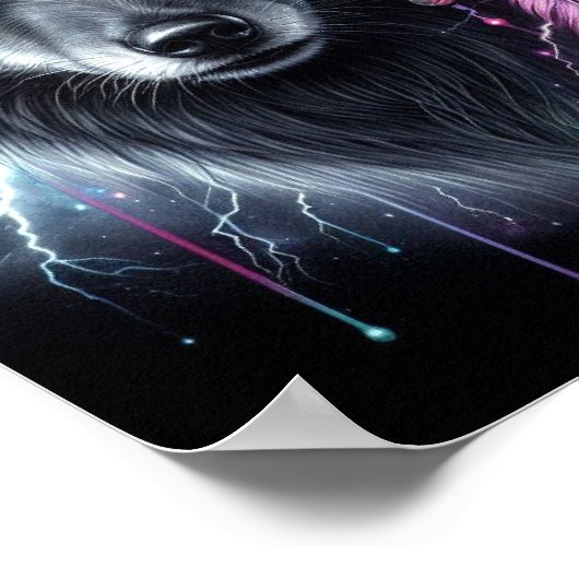 Zwarte wolf met een dromenvanger poster (Hoek)