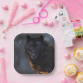 Zwarte wolf papieren bordje (Feest)