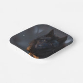 Zwarte wolf papieren bordje (Gebogen)