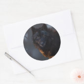 zwarte wolf ronde sticker (Envelop)