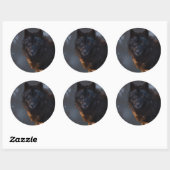 zwarte wolf ronde sticker (Vel)