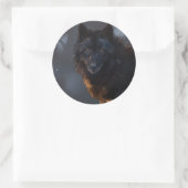 zwarte wolf ronde sticker (Tas)