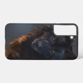 Zwarte wolf samsung galaxy hoesje (Achterkant horizontaal)