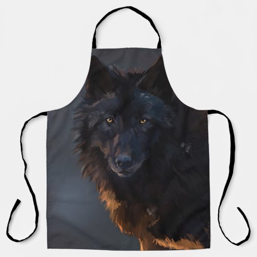zwarte wolf schort (Voorkant)