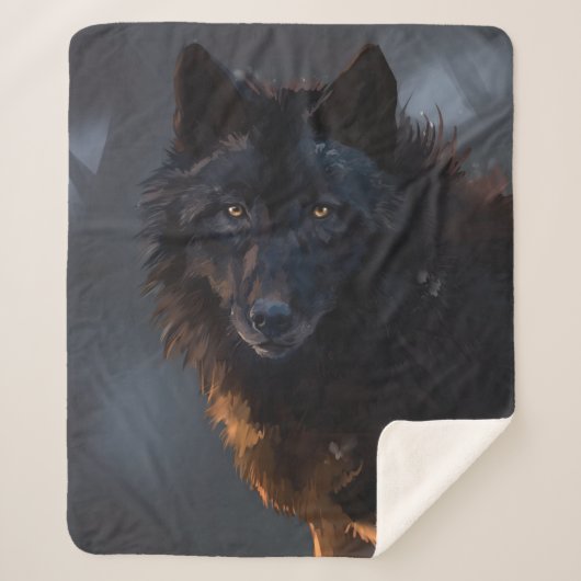 zwarte wolf sherpa deken (Voorkant)