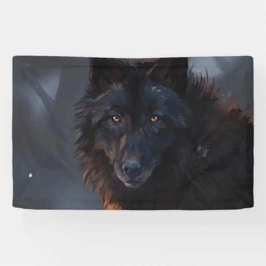 Zwarte wolf spandoek (Horizontaal)