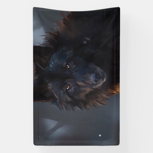 Zwarte wolf spandoek (Verticaal)