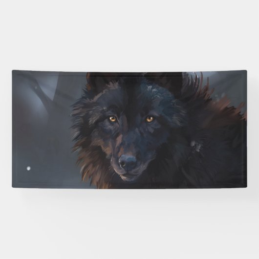 Zwarte wolf spandoek (Horizontaal)