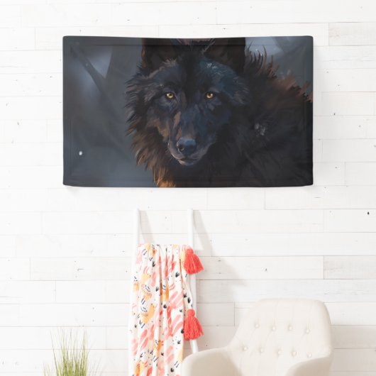 Zwarte wolf spandoek (Insitu)