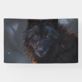 Zwarte wolf spandoek (Horizontaal)