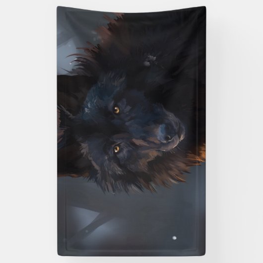 Zwarte wolf spandoek (Verticaal)