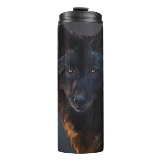 Zwarte wolf thermosbeker (Voorkant)