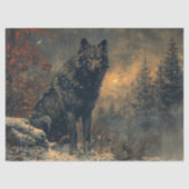 Zwarte wolf tijdens de winter schilderij Decoupage Tissuepapier (Voorkant)