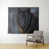 Zwarte wolf wandkleed (In Situ (horizontaal))