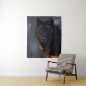 zwarte wolf wandkleed (In situ)