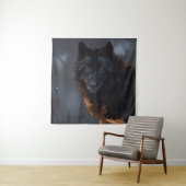 Zwarte wolf wandkleed (In situ)