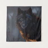 Zwarte wolf wandkleed (Voorkant)