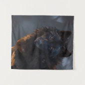 Zwarte wolf wandkleed (Voorkant (horizontaal))