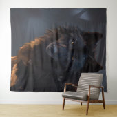 Zwarte wolf wandkleed (In Situ (horizontaal))