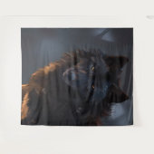 Zwarte wolf wandkleed (Voorkant (horizontaal))