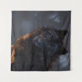 zwarte wolf wandkleed (Voorkant (horizontaal))