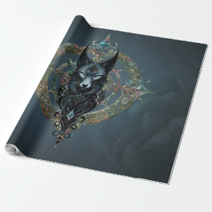 Zwarte wolfskop met doordringende blauwe ogen, cadeaupapier