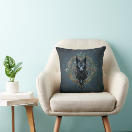 Zwarte wolfskop met doordringende blauwe ogen kussen