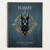 Zwarte wolfskop met doordringende blauwe ogen, planner (Voorkant)