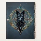 Zwarte wolfskop met doordringende blauwe ogen, planner (Achterkant)