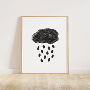 Zwarte wolk en regen poster