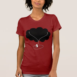 Zwarte wolk met oordopjes t-shirt